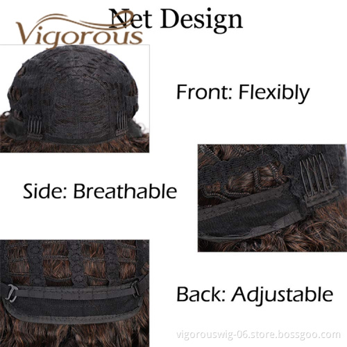 Vigorous Hot Selling Cheap Price Short Fluffy Kinky Curly Ombre Color Machine Made Cosplay For Black Women Synthetic Hair Wigs